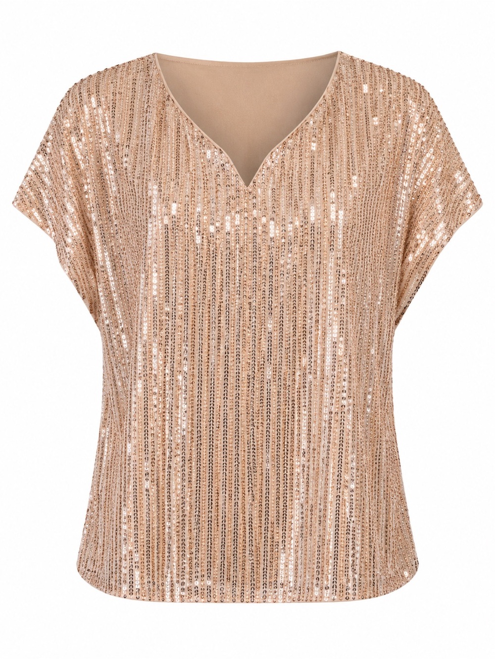 SHEIN Rose Gold Sequin V-Neck Blouse